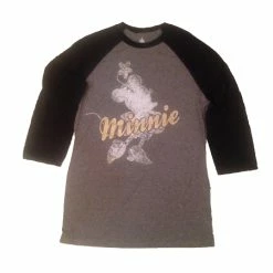 Disney Shirt For Women - Minnie Mouse Raglan Top - Gold Signature