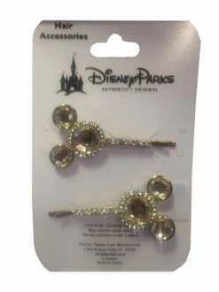 Disney Hair Accessory - Mickey Mouse Barrette Clip - Jeweled Clear
