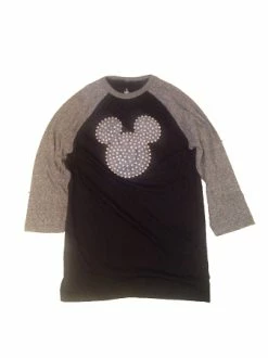 Disney Shirt For Women - Mickey Mouse Icon Dotted Raglan Top