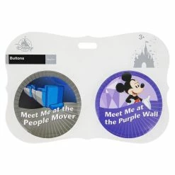 Disney Souvenir Button Set - People Mover And Purple Wall - Set Of 2