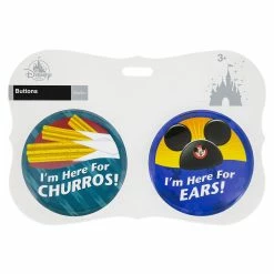 Disney Souvenir Button Set - Churros And Ears - Set Of 2