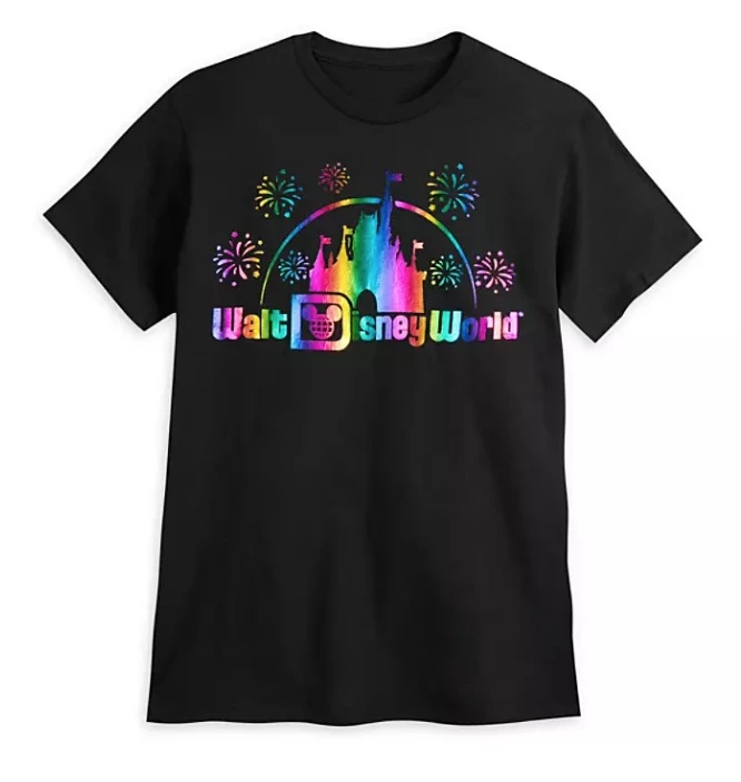 Disney Adult Shirt - Walt Disney World Logo Rainbow Foil - Black