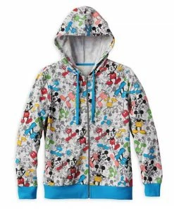 Disney Zip Hoodie For Women - Mickey Mouse All Over - Gray