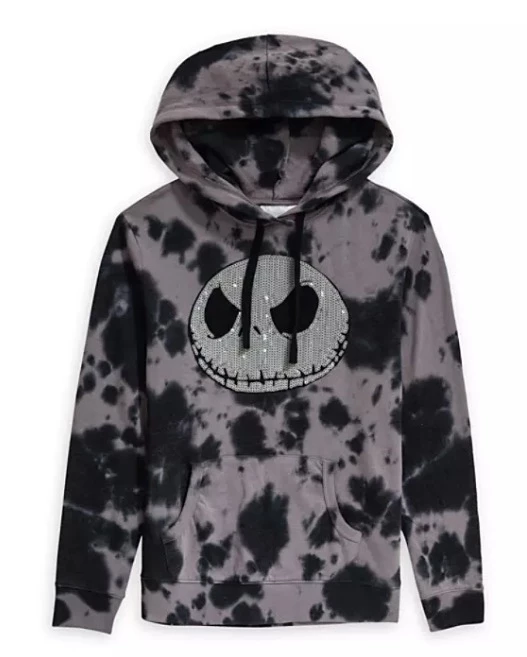 Disney Pullover Hoodie For Women - Jack Skellington Sequined - Tie-Dye