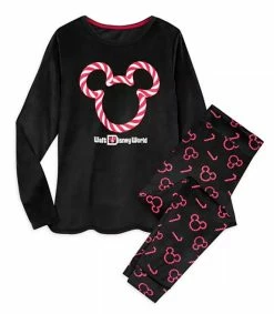 Disney Pajama Set For Women - Holiday Mickey Mouse Peppermint - Velour