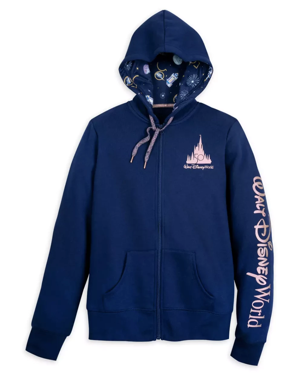 Disney Zip Up Hoodie For Women - 50th Anniversary - Blue