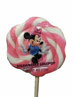 Disney Parks Lollipop - Minnie Mouse - Pink And White Swirl - 4 Oz